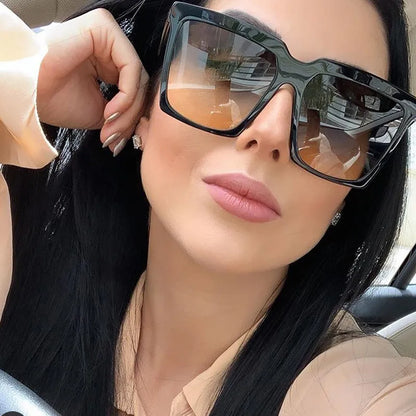 Classic Square Sunglasses Women Men Vintage Oversized Sun Glasses Goggles Ladies Big Frames Sunglass UV400 White Green Eyewear