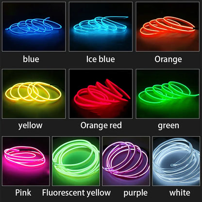 Glow EL Wire Cable LED Neon Christmas Dance Party DIY Costumes Clothing Luminous Car Light Decoration Clothes Flexible Light