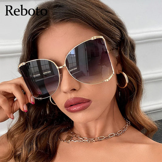 Oversized Square Shades Sun Glasses for Women Vintage Designer Fashion Pearls Half Gradient Sunglasses Woman Large Outdoor