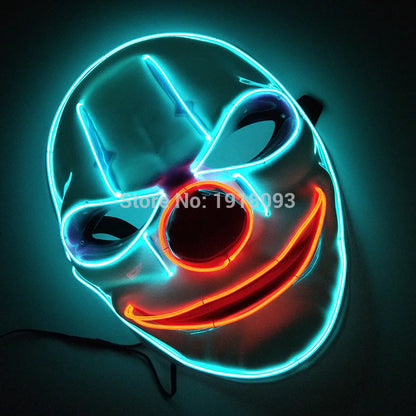 Hot Sales Carnival LED Mask Party Masque Masquerade Masks Horror Neon EL Mask LED Light Up Mask Halloween Glow Party Supplies