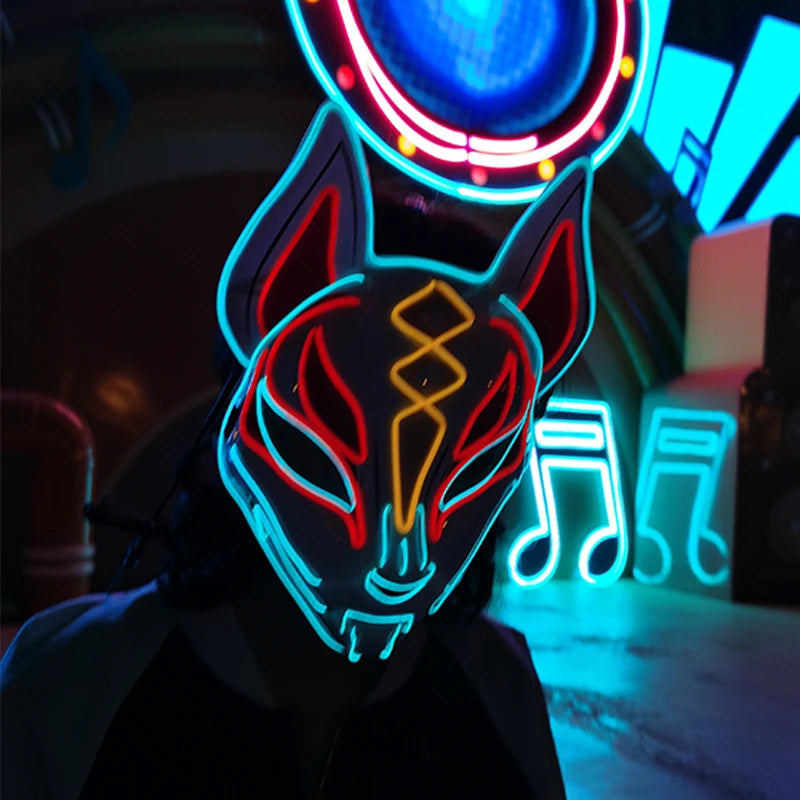 Hot Sales Carnival LED Mask Party Masque Masquerade Masks Horror Neon EL Mask LED Light Up Mask Halloween Glow Party Supplies