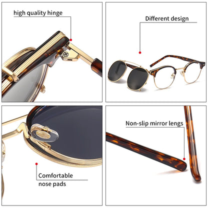 GCV Double Layer Removable Lens Sunglasses the Blu-Ray Glasses Acetate Gothic Retro Steampunk Polarized Men Women Sunglesses