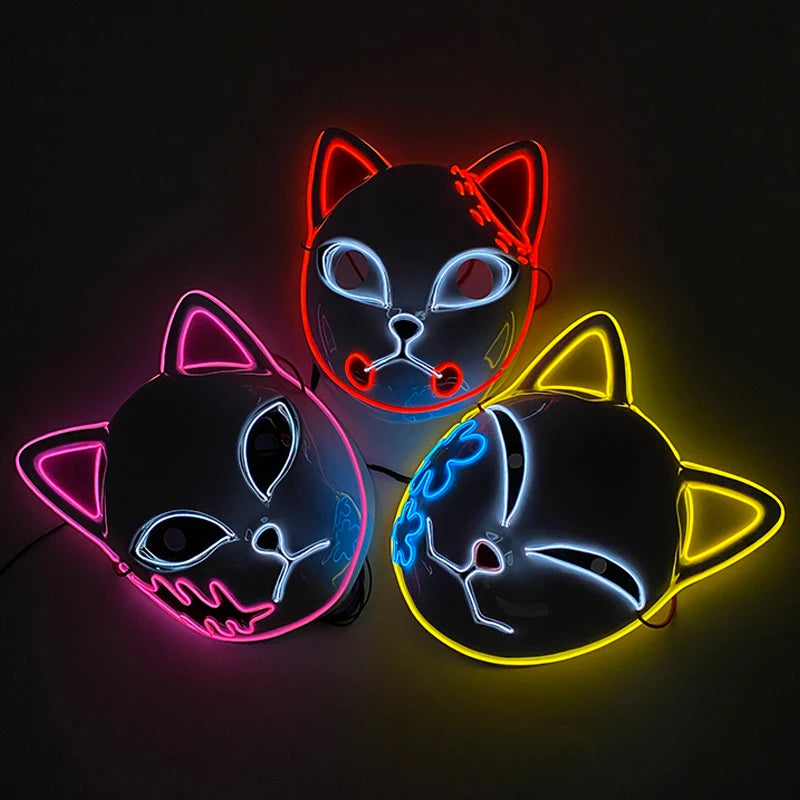 New Designed Glowing Halloween Party Mask Flashing LED Masks EL Neon Light Cosplay Mask Costume Props Glow Party Supplies