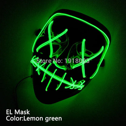 Hot Sales Carnival LED Mask Party Masque Masquerade Masks Horror Neon EL Mask LED Light Up Mask Halloween Glow Party Supplies