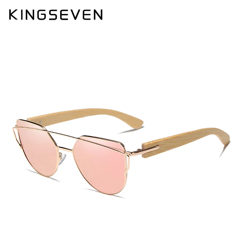 KINGSEVEN Handmade Wood Sunglasses Men Bamboo Sunglass UV400 Women Brand Design Original Wood Glasses Oculos De Sol Masculino