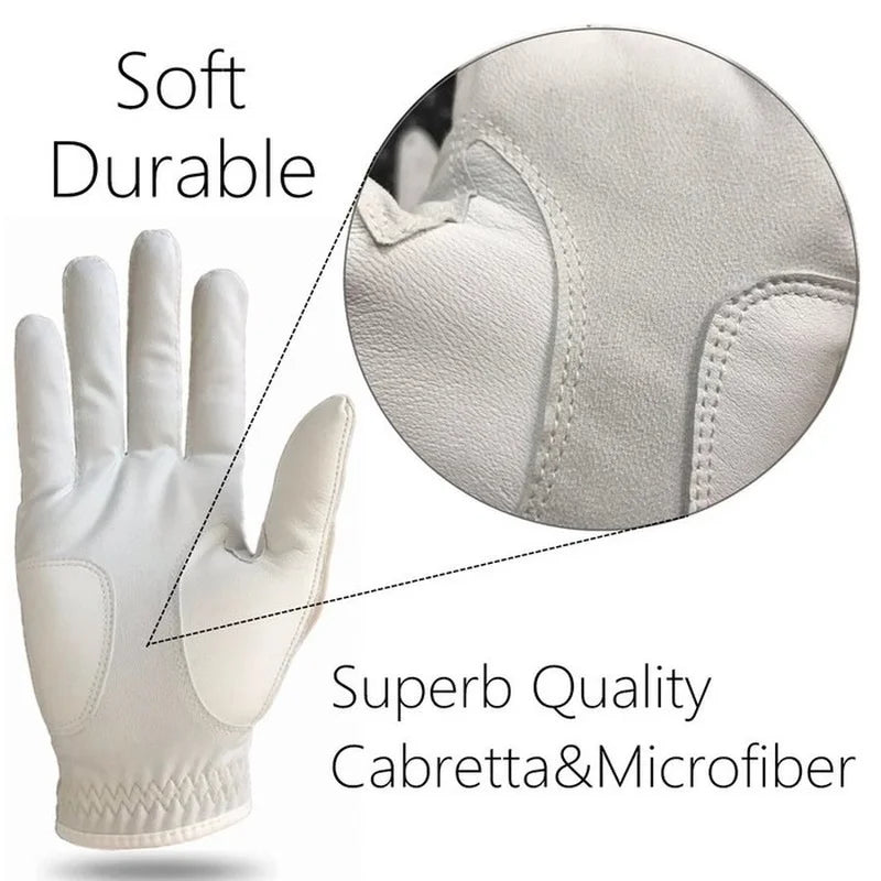 2 Pcs Soft Pu Leather Mens Golf Gloves With Ball Marker Cabretta All Weather Grip Navy Khaki Red Small Medium Large XL