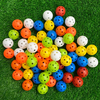 24Pcs/Bag 42MM Practice Golf Ball Perforated Color Indoor Airflow Plastic Golf Balls Training Toy Ball Good for Your Pets