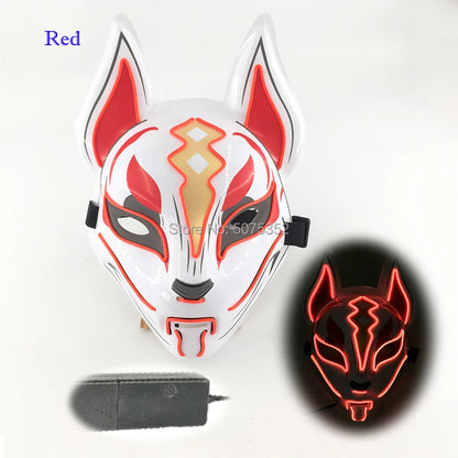 Anime Expro Decor Japanese Fox Mask Neon Led Light Cosplay Mask Game Theme Party Cos Dance DJ Payday Costume Props