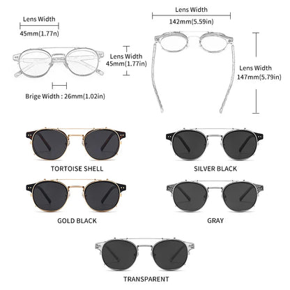 GCV Double Layer Removable Lens Sunglasses the Blu-Ray Glasses Acetate Gothic Retro Steampunk Polarized Men Women Sunglesses