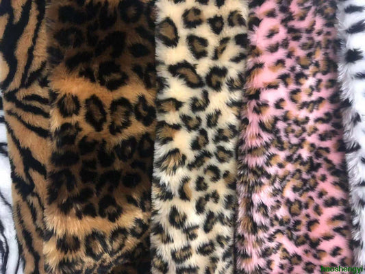 Half Meter Price 2cm Leopard Plush Faux Fur Fabric, Imitation Fur Clothing Fabric