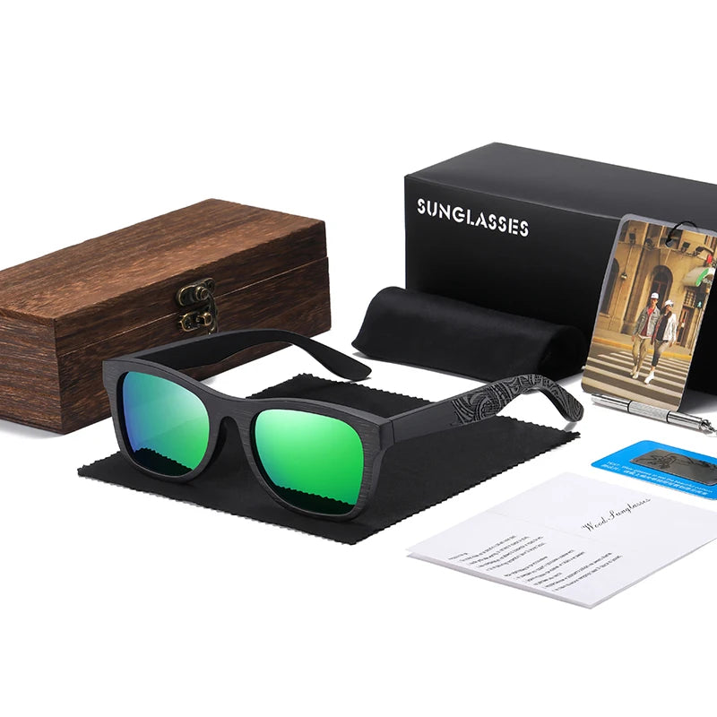 GM Wooden Male Lady Sunglasses Men's Luxury Brand Designer Polarized Sun Glasses Vintage Sunglass Women Eyewear With  Box