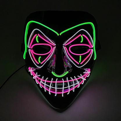 Horror Halloween Neon Mask Clown Mask Cosplay Party Costume Supplies Led Mask Masque Masquerade Party Masks Glow in the Dark