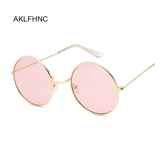 2019 Retro Round Pink Sunglasses Woman Brand Designer Sun Glasses for Woman Alloy Mirror Female Oculos De Sol Black