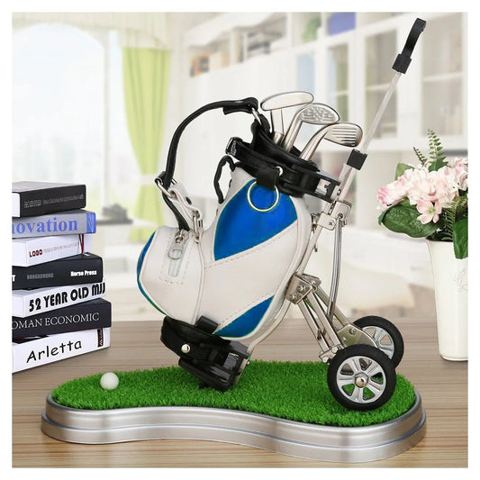 CRESTGOLF Golf Pens With Golf Bag Holder Novelty Gifts With 3 Pieces Aluminum Pen Golf Bag Pencil Holder Golf Souvenirs Gifts