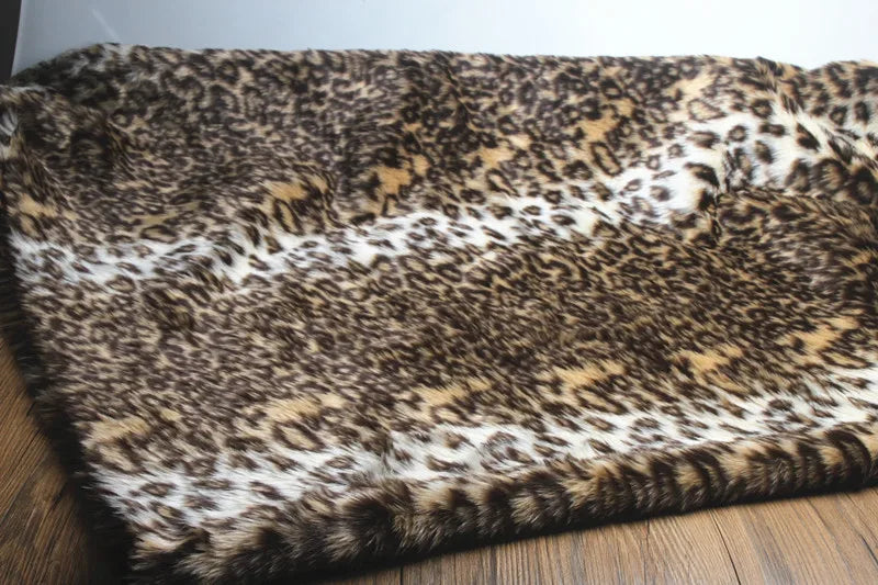 160*50cm 2cm Long Pile Jacquard Fox Imitation Faux Fur Fabric,zebra Print Jacquard Fuax Plush Fur Fabric for Patchwork