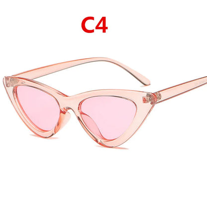 Fashion Sunglasses Woman Brand Designer Vintage Retro Triangular Cat Eye Glasses Oculos De Sol Transparent Ocean Uv400