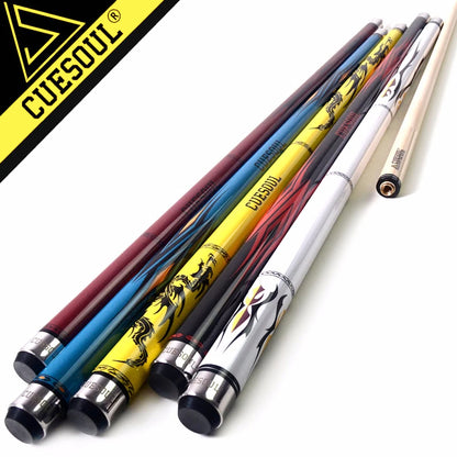 CUESOUL SOOCOO Series 58" 19oz 11.5/12.75mm Tip Maple Pool Cue Stick Set With Joint/Shaft Protector and Cue Towel.