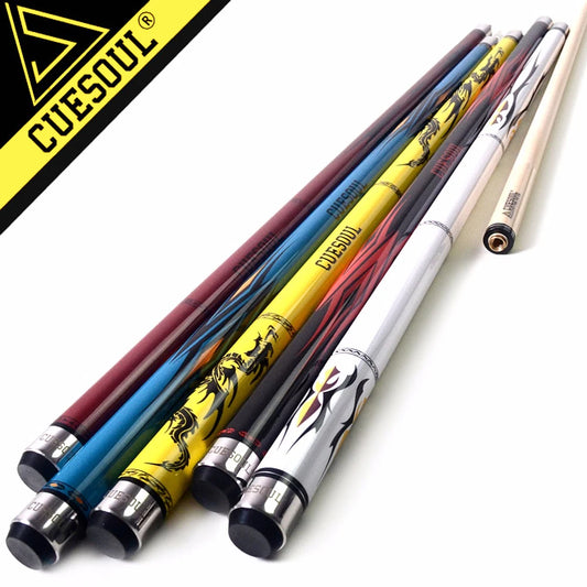 CUESOUL SOOCOO Series 58" 19oz 11.5/12.75mm Tip Maple Pool Cue Stick Set With Joint/Shaft Protector and Cue Towel.