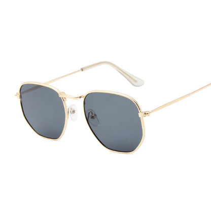 Hexagon Black Sunglasses Woman Brand Designer Small Square Sunglases Man Metal Frame Driving Fishing Sun Glasses Female