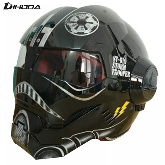 Masei Bright Black Warrior Mens Womens Iron / Men Helmet Motorcycle Helmet Half Helmet Open Face Helmet Casque Motocross