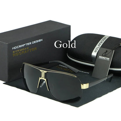 HDCRAFTER Mens Retro Polarized Sunglasses Men Ovesized Luxury Brand Designer Mirror Coating Sun Glasses Man Sunglass Oculos Male