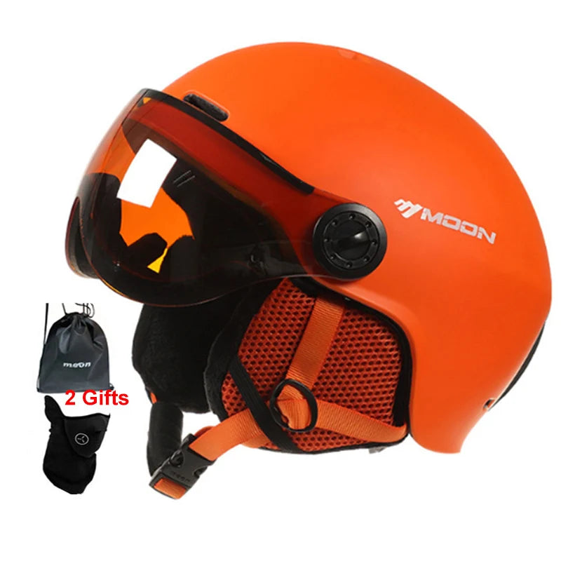 MOON Goggles Skiing Helmet Integrally-Molded PC+EPS High-Quality Ski Helmet Outdoor Adult Sport Ski Snowboard Skateboard Helmets