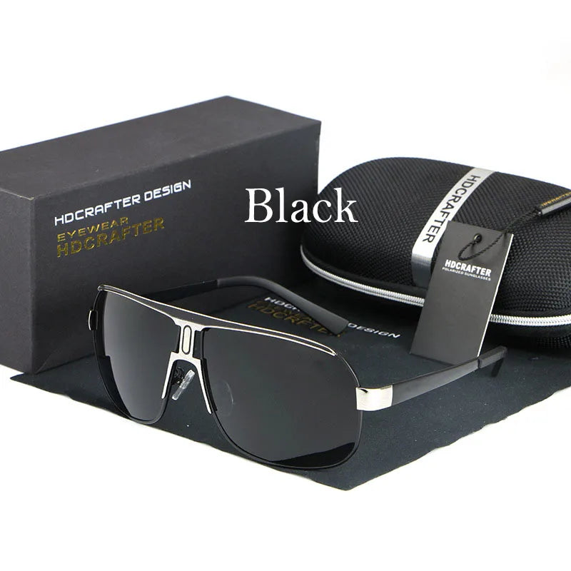 HDCRAFTER Mens Retro Polarized Sunglasses Men Ovesized Luxury Brand Designer Mirror Coating Sun Glasses Man Sunglass Oculos Male