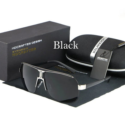 HDCRAFTER Mens Retro Polarized Sunglasses Men Ovesized Luxury Brand Designer Mirror Coating Sun Glasses Man Sunglass Oculos Male