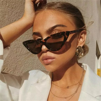 Fashion Sunglasses Woman Brand Designer Vintage Retro Triangular Cat Eye Glasses Oculos De Sol Transparent Ocean Uv400