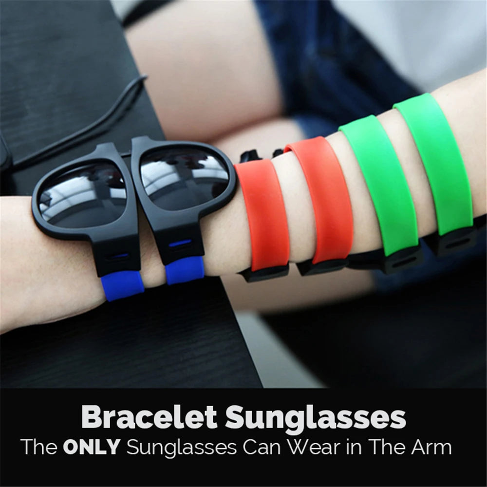 Fancy Slap Wristband Men Polarized Wrist Sunglasses Folding Women Roll Bracelet 2025 Trend Foldablen Square Sun Glasses