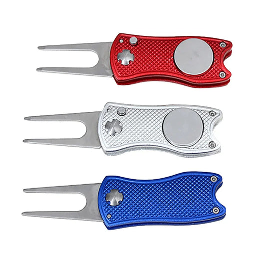 Mini Foldable Golf Divot Tool With Golf Ball Tool Marker Pitch Cleaner Golf Pitchfork Golf Accessories Putting Green Fork