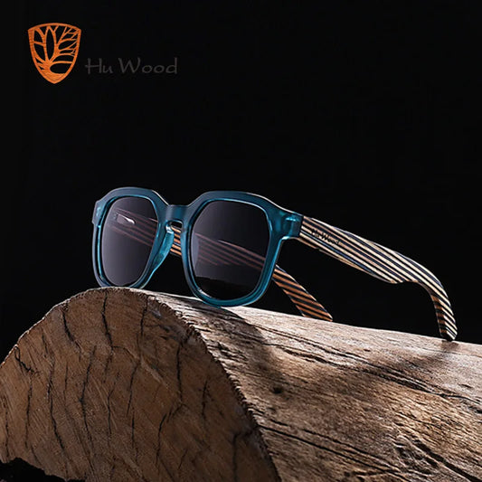 HU WOOD Polarized Sunglasses Fishing for Men Womens Wood Sunglasses Travel Bamboo Sunglass Driving Shade UV400 Lens GR8014