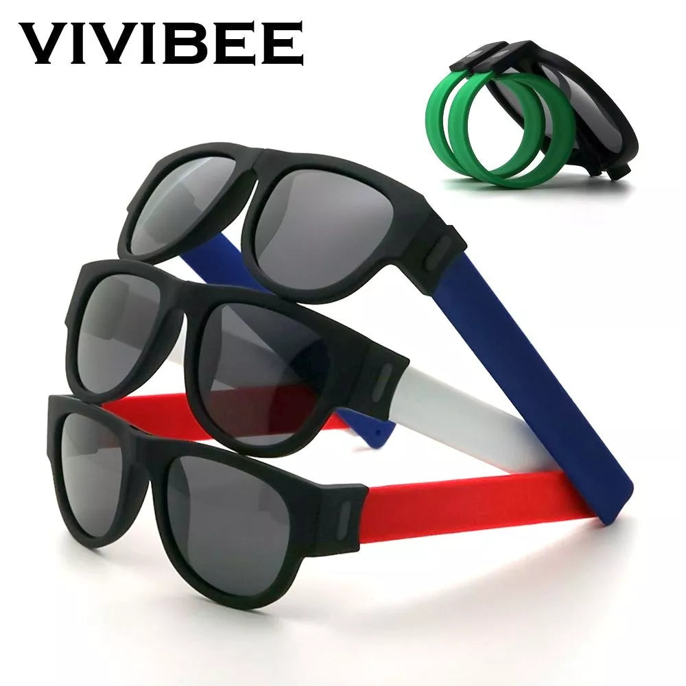 Fancy Slap Wristband Men Polarized Wrist Sunglasses Folding Women Roll Bracelet 2025 Trend Foldablen Square Sun Glasses