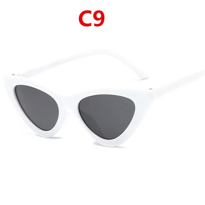 Fashion Sunglasses Woman Brand Designer Vintage Retro Triangular Cat Eye Glasses Oculos De Sol Transparent Ocean Uv400