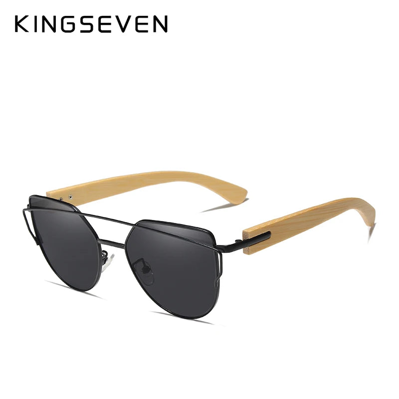KINGSEVEN Handmade Wood Sunglasses Men Bamboo Sunglass UV400 Women Brand Design Original Wood Glasses Oculos De Sol Masculino