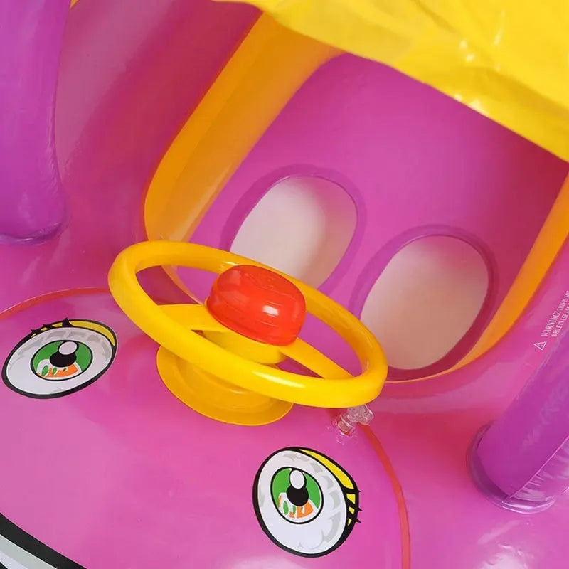 Summer Baby Flamingo Pool Float Safety Swimming Rings Inflatable Swim Float With Sunshade Seat Raft Water Fun Pool Toys