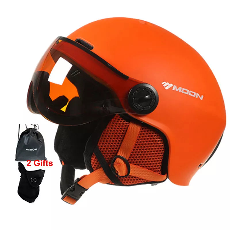 MOON Skiing Helmet Goggles Integrally-Molded PC+EPS High-Quality Ski Helmet Outdoor Sports Ski Snowboard Skateboard Helmets