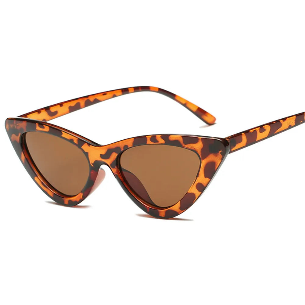 Fashion Sunglasses Woman Brand Designer Vintage Retro Triangular Cat Eye Glasses Oculos De Sol Transparent Ocean Uv400