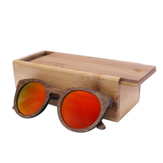 BerWer New Round Top Bamboo Sunglasses Brand Sunglass Women Retro Designer Wooden Sunglasses
