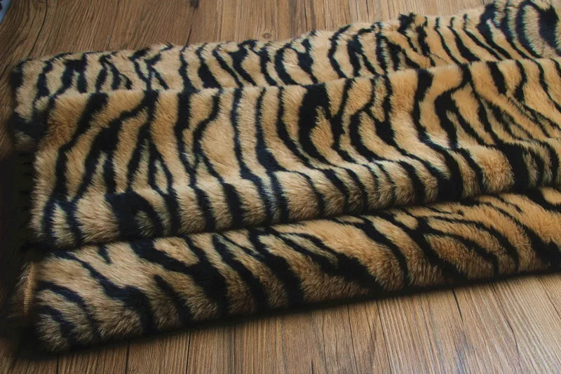 160*50cm 2cm Long Pile Jacquard Fox Imitation Faux Fur Fabric,zebra Print Jacquard Fuax Plush Fur Fabric for Patchwork