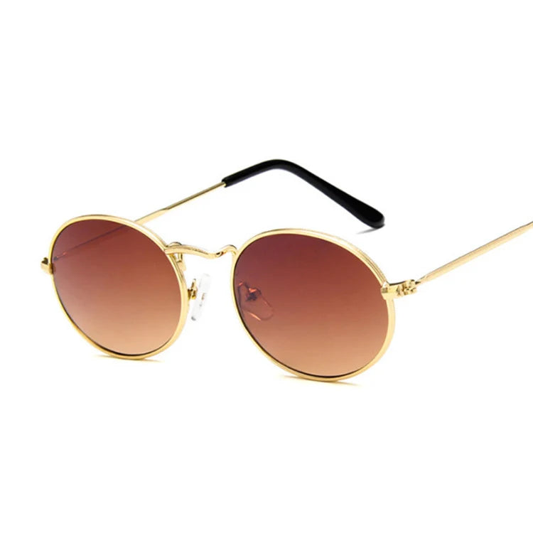 Small Oval Mirror Sunglasses Woman Pink Luxury Brand Designer Eyewear Shades Ladies Alloy Black Sun Glasses Female UV400