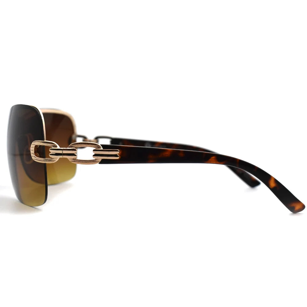 Fashion Trend 2021 Sunglasses Women Brand Designer Oversized Rimless Sunglass Metal Chain Legs Shades for Womens Zonnebril Dames