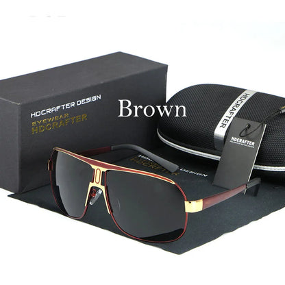 HDCRAFTER Mens Retro Polarized Sunglasses Men Ovesized Luxury Brand Designer Mirror Coating Sun Glasses Man Sunglass Oculos Male