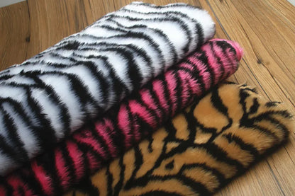 160*50cm 2cm Long Pile Jacquard Fox Imitation Faux Fur Fabric,zebra Print Jacquard Fuax Plush Fur Fabric for Patchwork