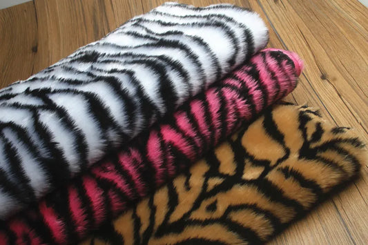 160*50cm 2cm Long Pile Jacquard Fox Imitation Faux Fur Fabric,zebra Print Jacquard Fuax Plush Fur Fabric for Patchwork