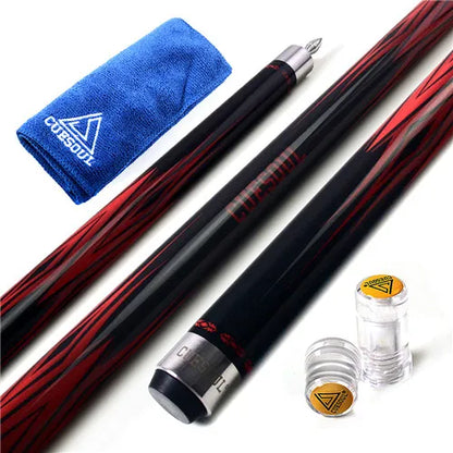 CUESOUL SOOCOO Series 58" 19oz 11.5/12.75mm Tip Maple Pool Cue Stick Set With Joint/Shaft Protector and Cue Towel.