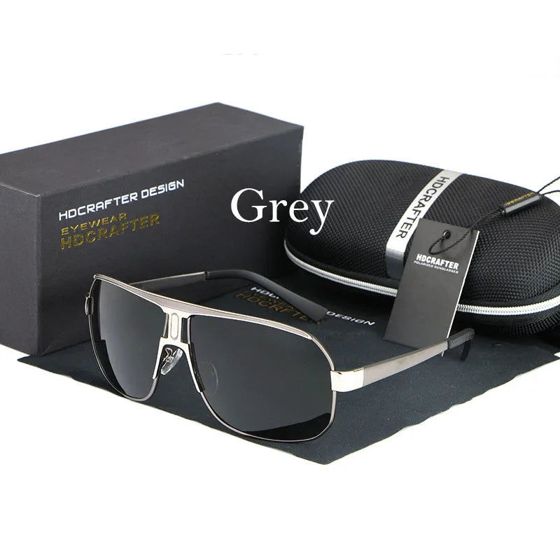 HDCRAFTER Mens Retro Polarized Sunglasses Men Ovesized Luxury Brand Designer Mirror Coating Sun Glasses Man Sunglass Oculos Male