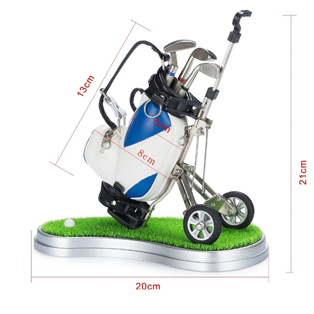 CRESTGOLF Golf Pens With Golf Bag Holder Novelty Gifts With 3 Pieces Aluminum Pen Golf Bag Pencil Holder Golf Souvenirs Gifts