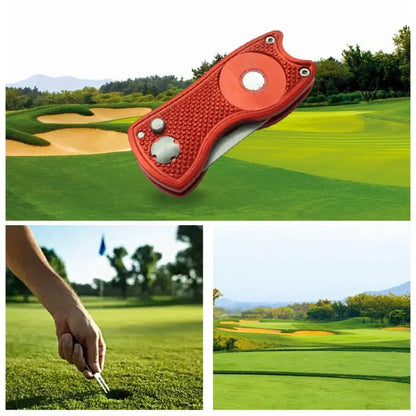 Mini Foldable Golf Divot Tool With Golf Ball Tool Marker Pitch Cleaner Golf Pitchfork Golf Accessories Putting Green Fork