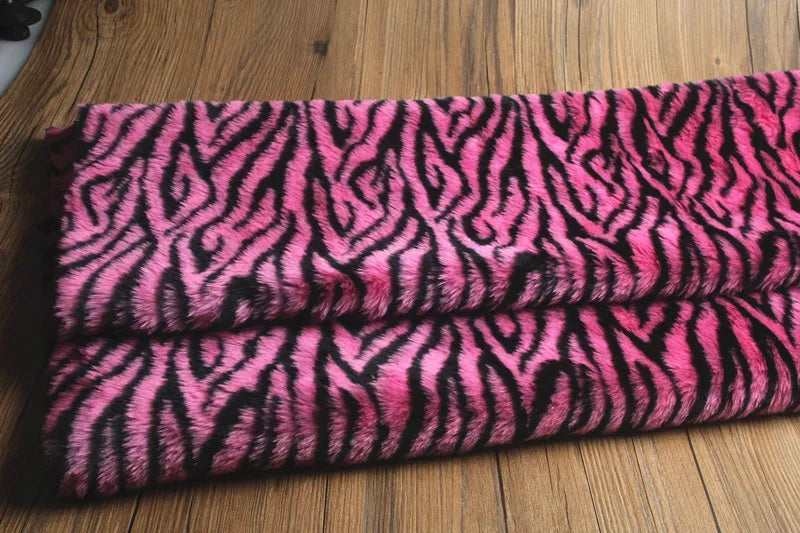 160*50cm 2cm Long Pile Jacquard Fox Imitation Faux Fur Fabric,zebra Print Jacquard Fuax Plush Fur Fabric for Patchwork